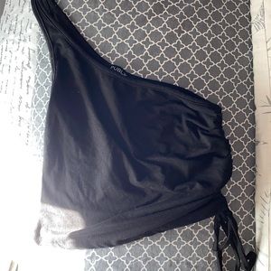 Black off the shoulder tank top with scrunch tie